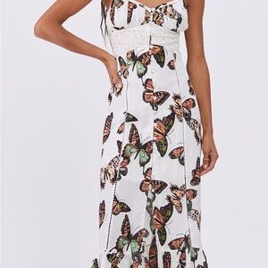 UO Butterfly Print White Maxi Dress